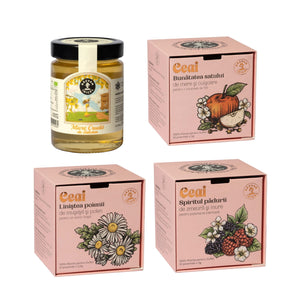 Trio ceai măr, mure, musețel + miere