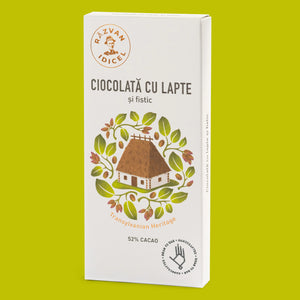 Ciocolată cu lapte și fistic 52% cacao - Răzvan Idicel - 80g