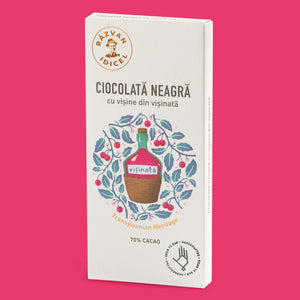 Ciocolată neagră cu vișine din vișinată 70% cacao - Răzvan Idicel - 80g