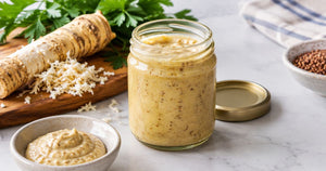 How long does mustard with horseradish keep after opening?