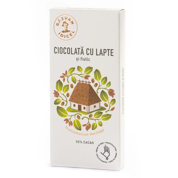 Ciocolată cu lapte și fistic 52% cacao - Răzvan Idicel - 80g
