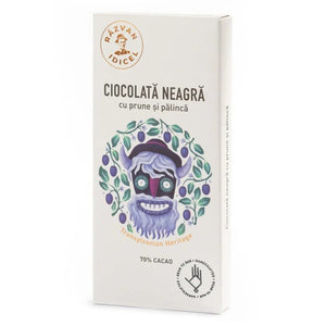 Ciocolată neagră cu prune și pălincă 70% cacao - Răzvan Idicel - 80g