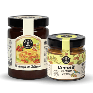 Duo dulceață de măceșe și cremă de fistic