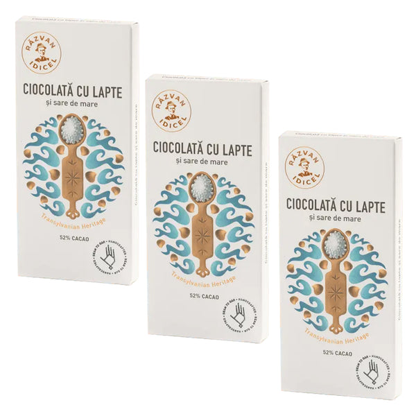 Pachet 3 Ciocolate cu lapte și sare de mare