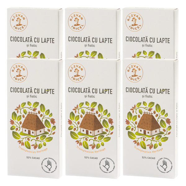 Pachet 6 Ciocolate cu lapte și fistic