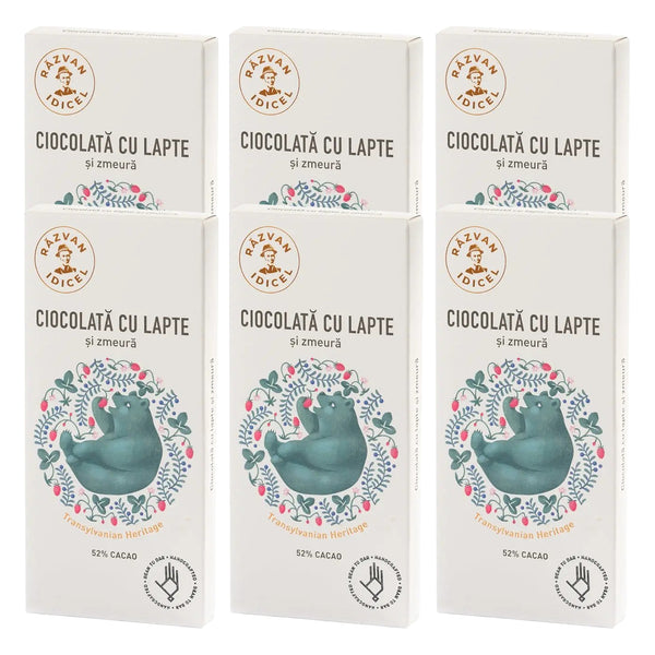 Pachet 6 Ciocolate cu lapte și zmeură
