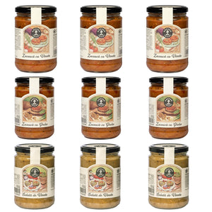 Pachet 9 borcane ( 3 zacusca, 3 salata, 3 zacusca cu ghebe)