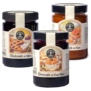 Pachet Dulceață de cireșe negre, de caise și de afine de pădure