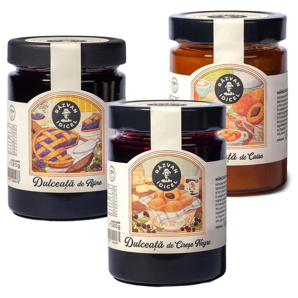 Pachet Dulceață de cireșe negre, de caise și de afine de pădure