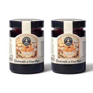 Răzvan Idicel black cherry jam in a 380g glass jar with a vintage-style illustrated label