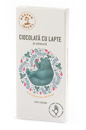 Ciocolată cu lapte 52% cacao și zmeură 70g Răzvan - Prăvălia Idicel