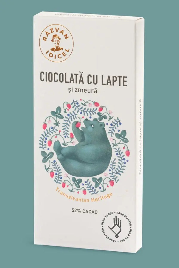 Ciocolată cu lapte 52% cacao și zmeură 70g Răzvan - Prăvălia Idicel