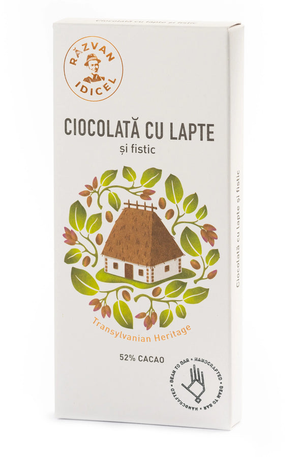 Ciocolată cu lapte 54% cacao cu fistic 80g Răzvan - Prăvălia Idicel